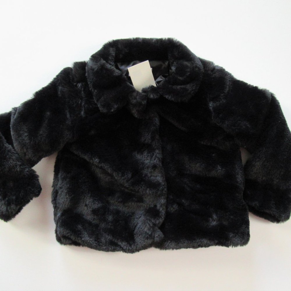 Long Sleeve Black Faux Fur Shrug Crop Dressy Jacket NWT